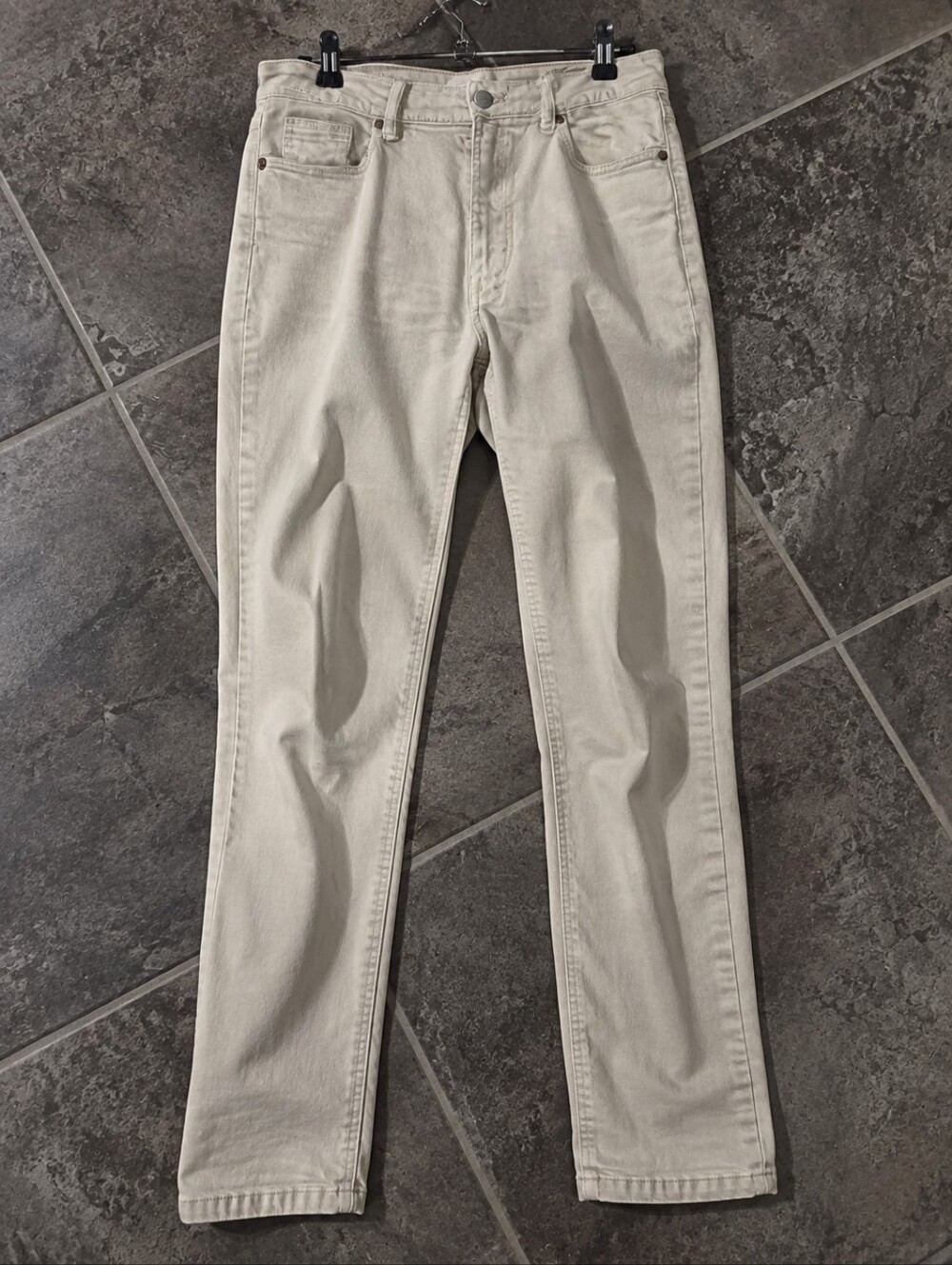 H&M Mom Slim-Fit High-Waist Ankle Jeans Light Beige US 8